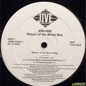 KRS-ONE - RETURN OF THE BOOM BAP / MORTAL THOUGHT